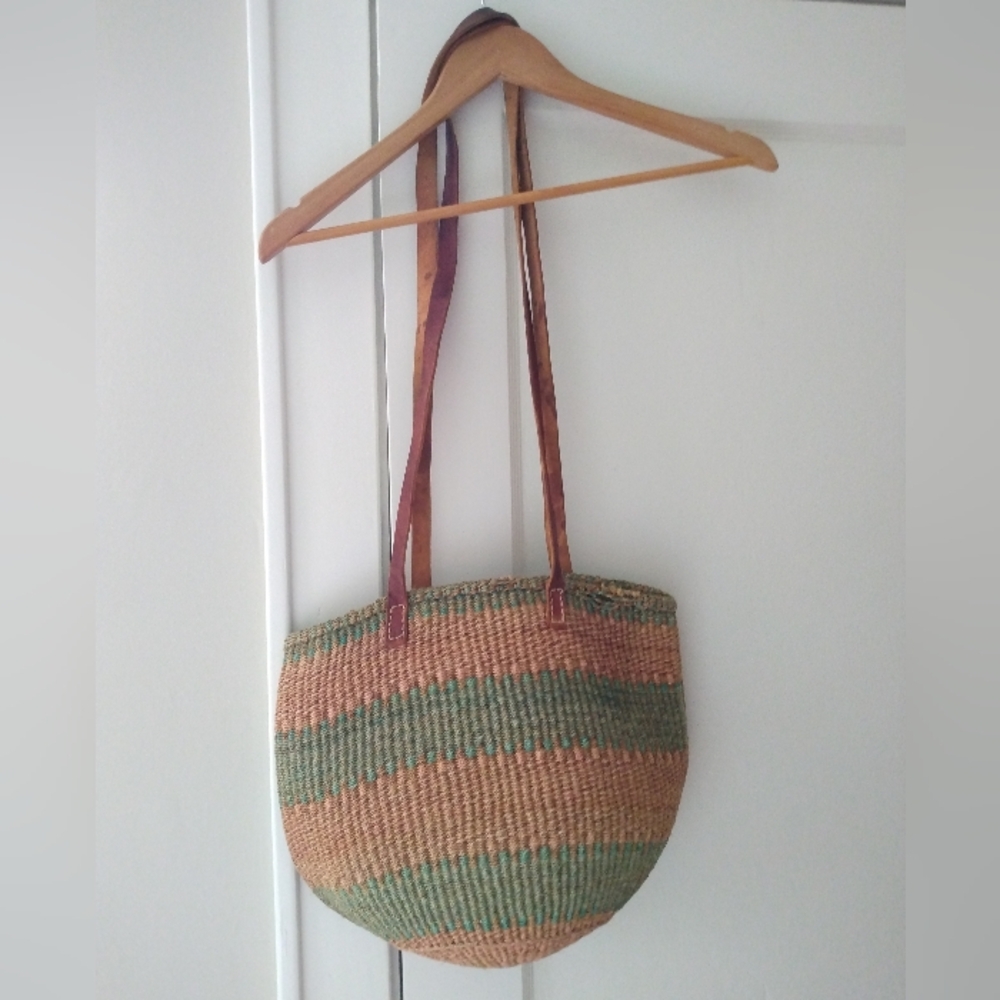 Vintage Bolga Basket Woven Bag Market Bag